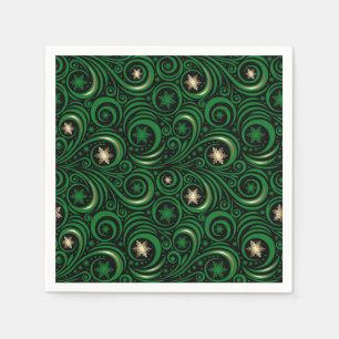 Serviette En Papier Flèches et flocons de neige Or et vert