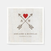 Serviette En Papier Flèches rustiques Mariage de coeur rouge (Devant)