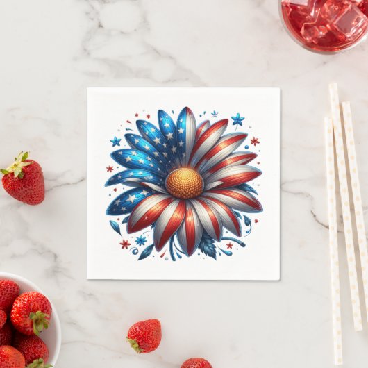 Serviette En Papier Fleur 4 juillet (En situation)