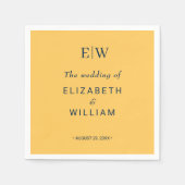 Serviette En Papier Fleur à rayons simples élégant avec Mariage Monogr (Devant)