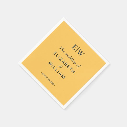 Serviette En Papier Fleur à rayons simples élégant avec Mariage Monogr (Coin)