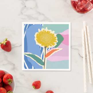 Serviette En Papier Fleur abstraite Dandelion Blocs de couleur Moderne