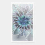 Serviette En Papier Fleur Abstraite Fractale Moderne Avec Bleu (Devant)