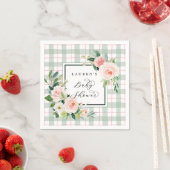 Serviette En Papier Fleur aquarelle | Baby shower Pastel Plaid (En situation)