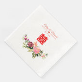 Serviette En Papier Fleur aquarelle double bonheur mariage chinois (Coin)