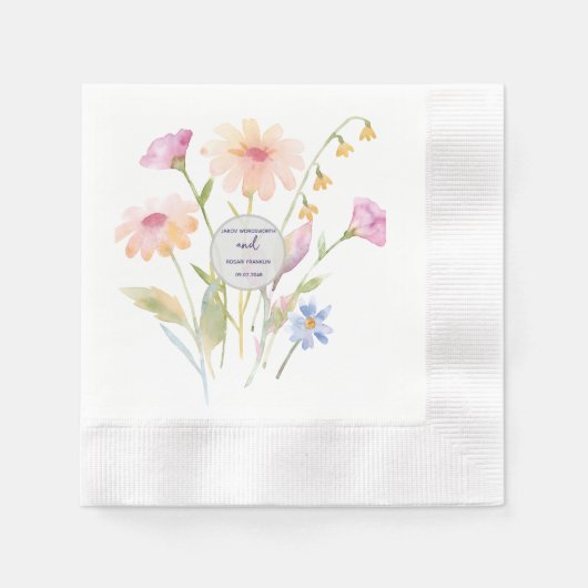Serviette En Papier fleur aquarelle modifiable (Devant)