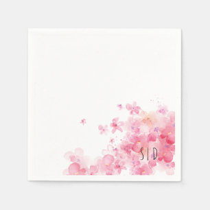 Serviette En Papier Fleur aquarelle rose orange botanique