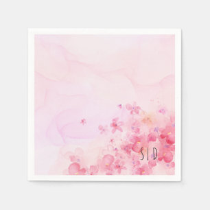 Serviette En Papier Fleur aquarelle rose orange botanique
