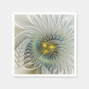 Serviette En Papier Fleur argentée dorée Fantaisie abstraite Art fract