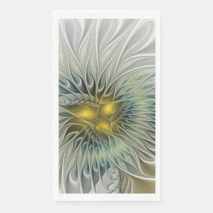 Serviette En Papier Fleur argentée dorée Fantastique art fractal abstr