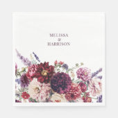 Serviette En Papier Fleur automne Dahlia Merci foncé (Devant)