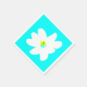 Serviette En Papier Fleur blanche turquoise Jaune Faisée (Coin)