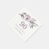 Serviette En Papier Fleur blanche violette Florale 90e fête d'annivers (Coin)