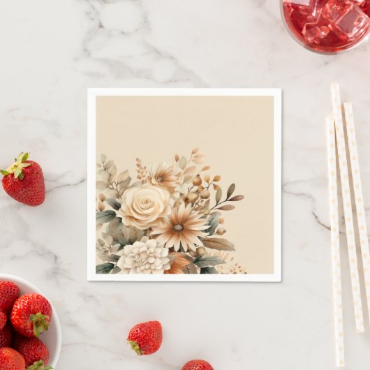 Serviette En Papier Fleur Boho (En situation)