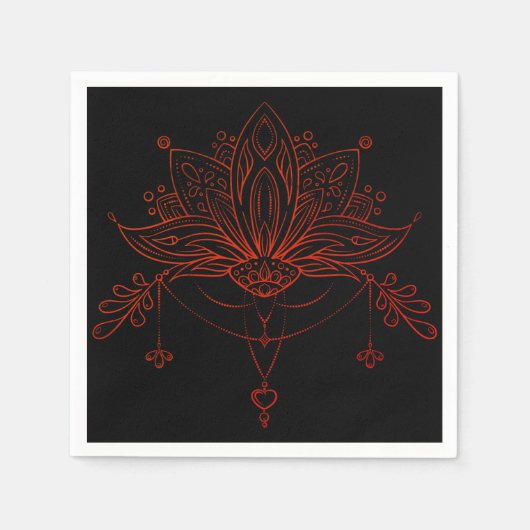 Serviette En Papier Fleur Boho Henna Lotus (Devant)