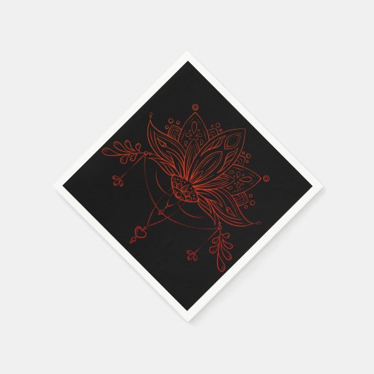 Serviette En Papier Fleur Boho Henna Lotus (Coin)