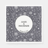 Serviette En Papier Fleur Chalkboard Monochrome Moderne (Devant)