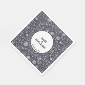 Serviette En Papier Fleur Chalkboard Monochrome Moderne (Coin)
