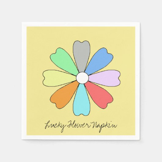 Serviette en papier fleur chanceuse funky et migno (Devant)