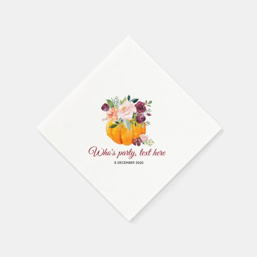 Serviette En Papier fleur, citrouille, automne Cocktail Papier à cockt (Coin)