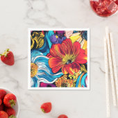 Serviette En Papier Fleur Colorée (En situation)