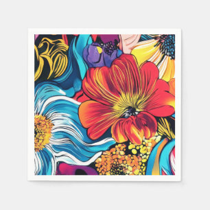 Serviette En Papier Fleur Colorée