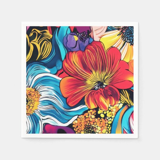 Serviette En Papier Fleur Colorée (Devant)