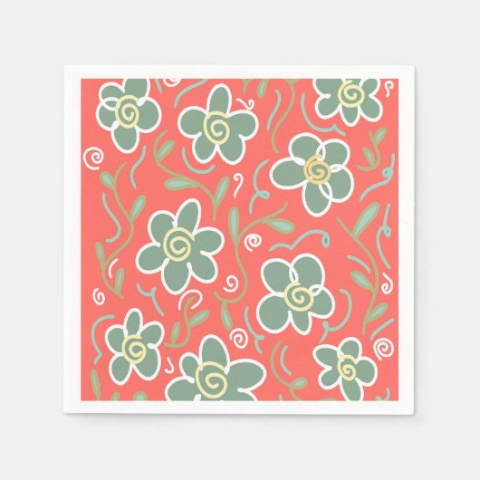 Serviette En Papier Fleur colorée (Devant)