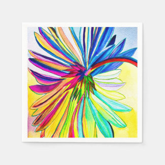 Serviette En Papier Fleur colorée de la gerbère arc-en-ciel