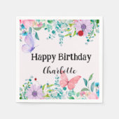 Serviette En Papier Fleur colorée moderne à papillon Ladybug (Devant)