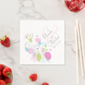 Serviette En Papier Fleur confetti moderne nom date mariage serviettes (En situation)