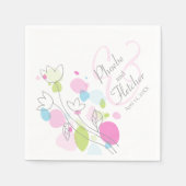 Serviette En Papier Fleur confetti moderne nom date mariage serviettes (Devant)