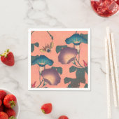 Serviette En Papier Fleur d'abeille rose classique Hokusai Art (En situation)