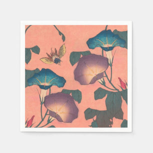 Serviette En Papier Fleur d'abeille rose classique Hokusai Art