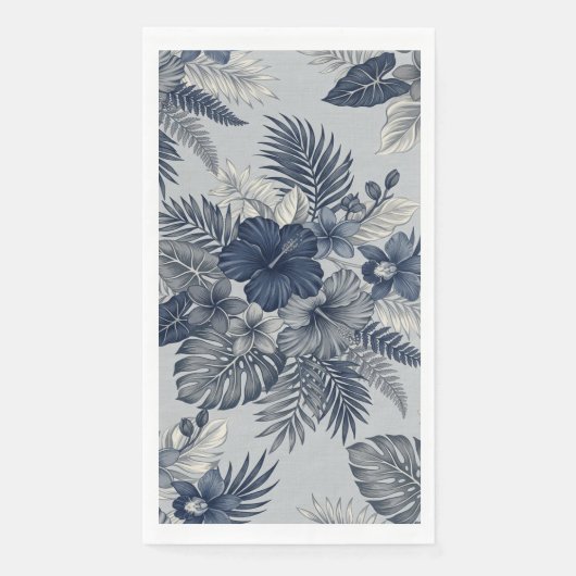 Serviette En Papier Fleur d'Aloha Bloom Bleu & Gris (Devant)