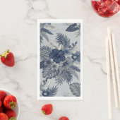 Serviette En Papier Fleur d'Aloha Bloom Bleu & Gris (En situation)