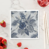 Serviette En Papier Fleur d'Aloha Bloom Bleu & Gris (En situation)