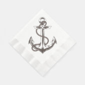 Serviette En Papier Fleur d'Ancre florale marine / Mariage (Coin)