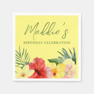 Serviette En Papier Fleur d'anniversaire hawaïenne jaune