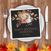 Serviette En Papier Fleur d'aquarelle d'automne sur la fête d'annivers