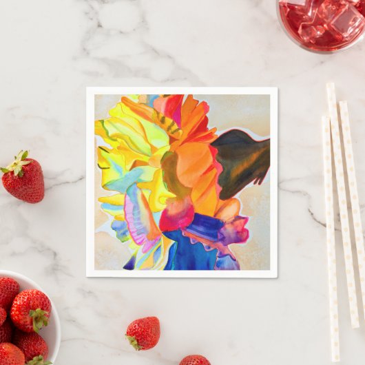 Serviette En Papier Fleur d'aquarelle Neon Carnation (En situation)