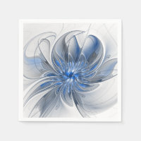 Fleur d'art fractal à l'aquarelle bleue grise abst
