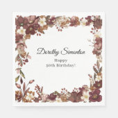 Serviette En Papier Fleur d'automne blanc Mauve de Bourgogne 50e anniv (Devant)