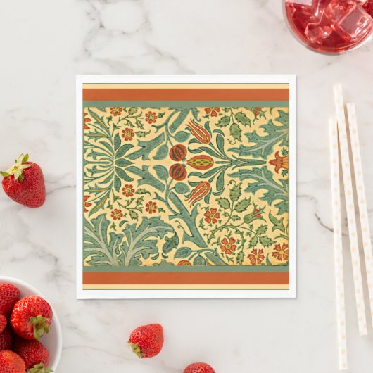 Serviette En Papier Fleur d'automne, célèbre William Morris motif, (En situation)