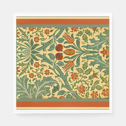 Serviette En Papier Fleur d'automne, célèbre William Morris motif, (Devant)