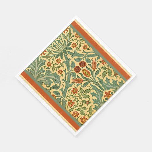 Serviette En Papier Fleur d'automne, célèbre William Morris motif, (Coin)