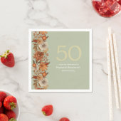 Serviette En Papier Fleur d'automne de la femme surprise 50e anniversa (En situation)