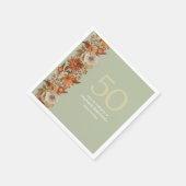 Serviette En Papier Fleur d'automne de la femme surprise 50e anniversa (Coin)