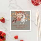 Serviette En Papier Fleur d'automne sur Gray fête d'anniversaire (En situation)