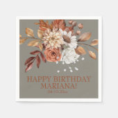 Serviette En Papier Fleur d'automne sur Gray fête d'anniversaire (Devant)